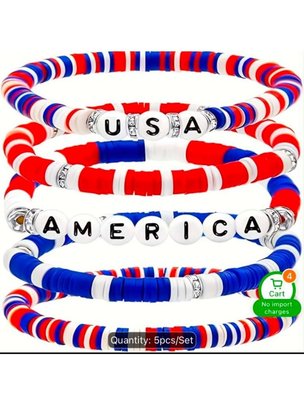 USA Patriotic Bracelet Set